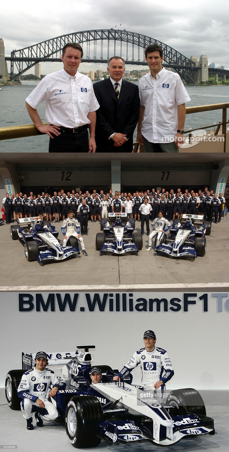 F1メモラビリア ＞ クルー ＞ ウエア `07 ＞ 2005 ウィリアムズ ドライバーズ白シャツ 3人直サ